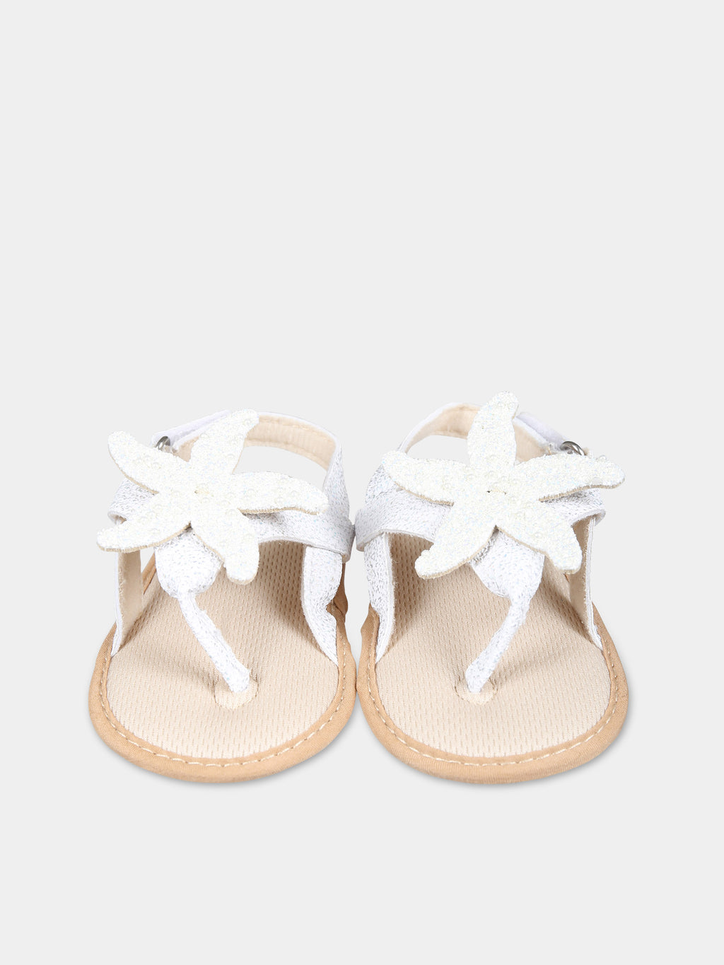 White sandals for baby girl with starfish